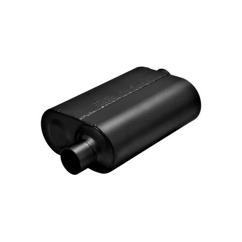 Super 40 Series Muffler, 2.50 IN (O) / OUT (O), Opposite Side Offsets, 5 x 10 x 13 Case: ea, 16 Gauge 409S Stainless Steel