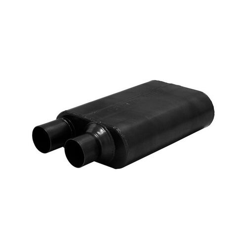 80 Series Crossflow Muffler, 2.50 IN (O) / OUT (O), Inlet/Outlet Same End, 16 Gauge 409S Stainless Steel.