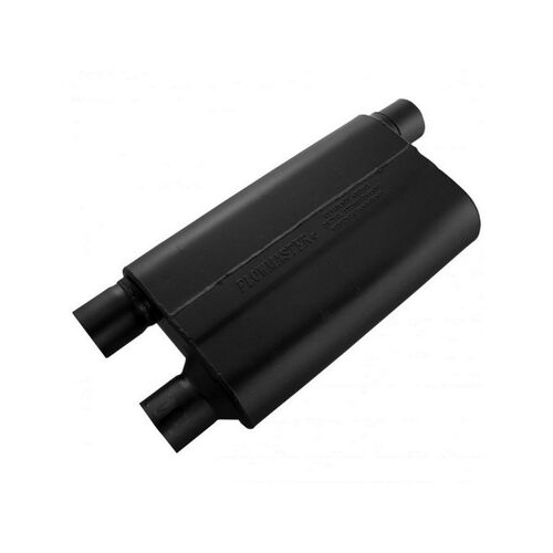 80 Series Crossflow Muffler, 2.50 IN (O) / OUT (D), 4x9 Case: ea, 16 Gauge 409S Stainless Steel.