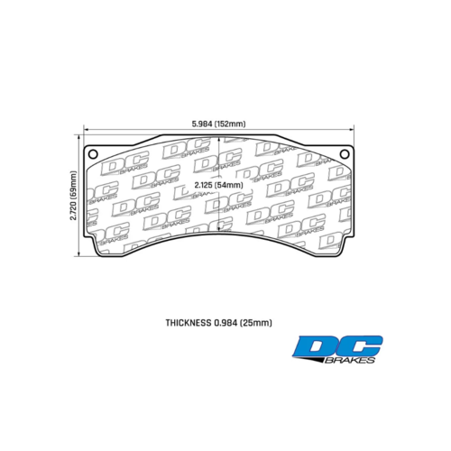 DC Brakes R24 тормозные колодки (без ушка) для StopTech/AP Racing/HPB тип 3/PROMA 6pot (толщина 25мм)