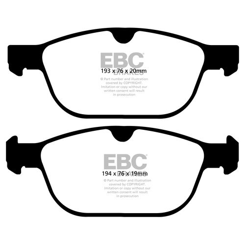 EBC Ultimax передние тормозные колодки для Volvo XC60/XC90 (mk1) (под 328мм диск)