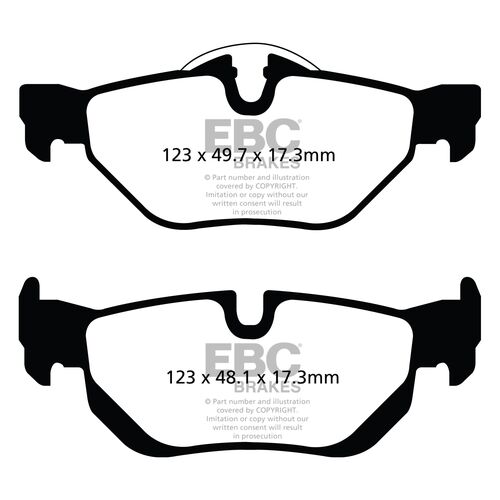 EBC Ultimax задние тормозные колодки для BMW 1/3-series/X1 318-325 (E82/E87/E90/E92/E84) (под 300/336мм диск)