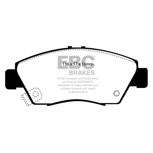 EBC Ultimax передние тормозные колодки для Honda Civic (mk5-mk7)/CRX/Integra DC5 (под 262мм диск)