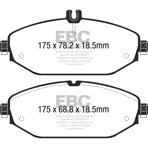 EBC Ultimax передние тормозные колодки для Mercedes C180-C400/E200-E250 (w205/w213/c238)