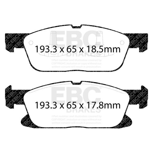 EBC Ultimax передние тормозные колодки для Ford Edge/Galaxy (mk3)/SMax (mk2) (15-21) (под 316мм диск)