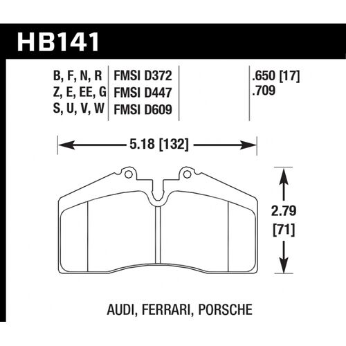 HAWK HPS Колодки тормозные HB141F.650 Brembo S4/Stoptech ST40