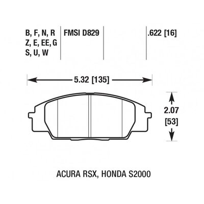 HAWK HPS передние тормозные колодки для Honda S2000/Civic Type R (EP3/FN2)