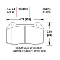 HAWK HPS передние тормозные колодки INFINITI G35/NISSAN 350Z (Brembo)