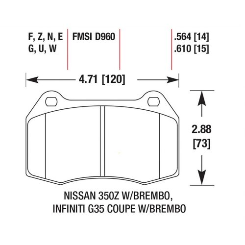 HAWK HPS передние тормозные колодки INFINITI G35/NISSAN 350Z (Brembo)