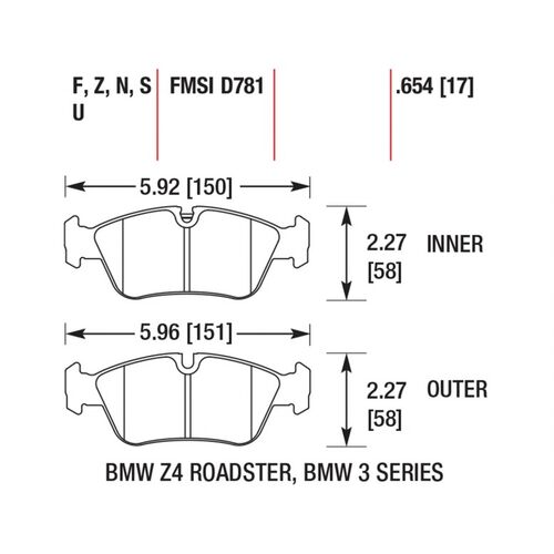 HAWK HPS передние тормозные колодки для BMW 3 E36, E46, E90, Z3, Z4 HAWK HPS передние тормозные колодки для BMW 3 E36, E46, E90, Z3, Z4
