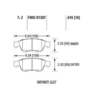 HAWK HPS передние тормозные колодки для INFINITI Q60/G37/EX37/Skyline V36 (под 330мм диск)
