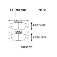 HAWK HPS передние тормозные колодки для INFINITI Q60/G37/EX37/Skyline V36 (под 330мм диск)