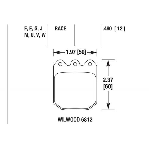 HAWK DTC-60 тормозные колодки для Wilwood DLS 6812 13mm HAWK DTC-60 тормозные колодки для Wilwood DLS 6812 13mm