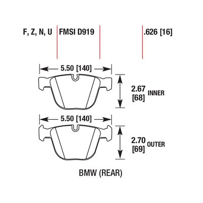 Brannor Ceramic задние тормозные колодки для BMW 1M/M3/M5/M6/X5M/X6M (e92/E60/E63/E70/E71/F10)