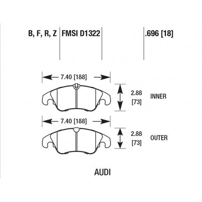 Brannor передние тормозные колодки для AUDI S4/S5/A6/A7 (под 320-345мм диск)
