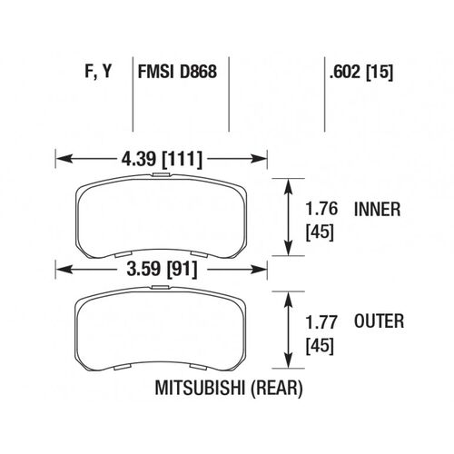 HAWK HPS задние тормозные колодки для Mitsubishi Outlander/ Lancer/ Dodge Caliber SRT4/Mazda 6 (12+)