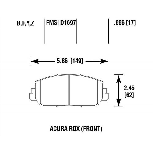 HAWK LTS Колодки тормозные передние HB875Y.666 Acura RDX HAWK LTS Колодки тормозные передние HB875Y.666 Acura RDX