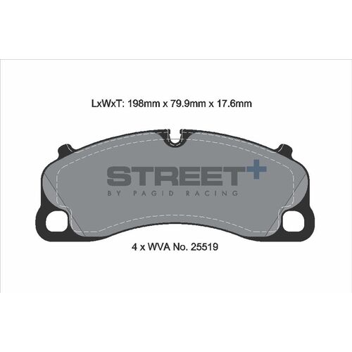 PAGID STREET+ передние тормозные колодки для Porsche 911 (991/992) Turbo/ GT3/ Cayman GT4 (981/982) (2013+)