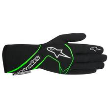 ALPINESTARS 3551017_167_L Перчатки для автоспорта TECH 1 RACE, FIA, чёрный/зелёный, р-р L