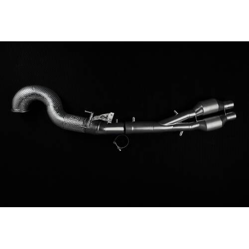 Be solve system даунпайп / приёмная труба для Audi RS3(8V.2)/(8Y), + спортивный катализатор (спорткат) 100 мм (two cat)