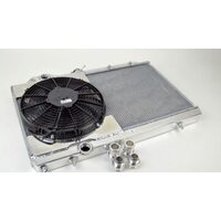 CSF 7075 Радиатор Mitsubishi Evo 7/8/9 - Full Size Slim Radiator w/ 12-inch SPAL fan & Shroud / Adjustable -16 or slip-on fittings