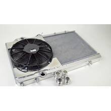 CSF 7075 Радиатор Mitsubishi Evo 7/8/9 - Full Size Slim Radiator w/ 12-inch SPAL fan & Shroud / Adjustable -16 or slip-on fittings