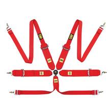 OMP DA0204H061 Ремни Saloon Pull Up, 6 точек, 23-3-2, стальн. рег., FIA 8853-2016, красный