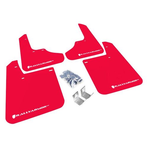 Rally Armor MF2-UR-RDWH комплект брызговиков UR Red для Subaru Impreza 93-01 White logo