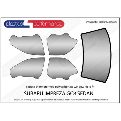 Plastics 4 Performance Комплект пластиковых стекол для Subaru Impreza GC sedan  (5 PC KIT + 2 SLIDERS) (1993-2000)