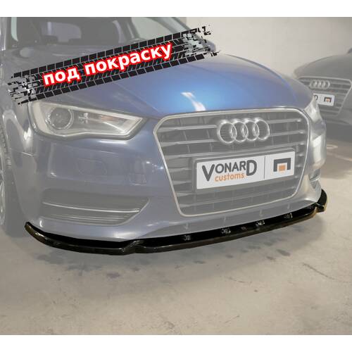 Vonard Customs сплиттер передний audi a3 8v дорестайлинг - под покраску черный абс пластик, артикул AA3-3-FS1P