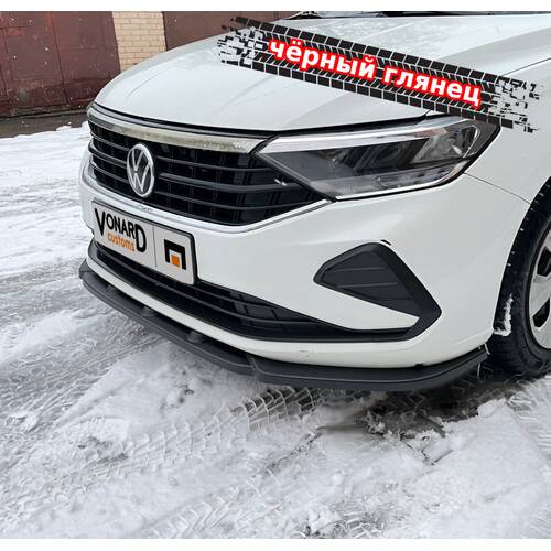 Vonard Customs сплиттер переднего бампера vw polo 6 (узкий) - черный глянец, артикул VWPO-6-FS2G