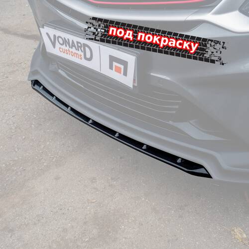 Vonard customs Сплиттер (короткий) переднего бампера Geely Coolray 1 / Belgee X50 (ver. 2) - под покраску - Под покраску черный АБС пластик